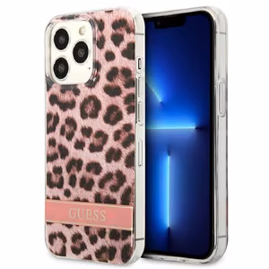 Guess GUHCP13LHSLEOP iPhone 13 Pro / 13 6.1" rožinis/rožinis kietas dėklas Leopardas