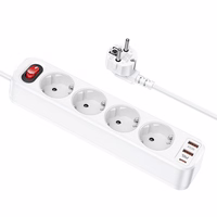 Įkroviklis-prailgintuvas Hoco NS1 (2xUSB; 1xUSB-C; 4xEU socket; 3A 20W) baltas