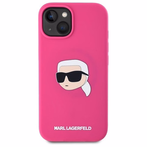 Karl Lagerfeld KLHMP15SSKHPPLF iPhone 15 6.1" fuksijos/fuksijos kietas dėklas Silikoninis Karl galvos spaudinys MagSafe