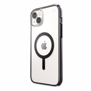 Speck Presidio Perfect-Clear with Impact Geometry + MagSafe case for iPhone 15 Plus / 14 Plus, with Microban antimicrobial protection, Clear / Black