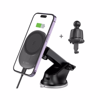 Tech-Protect MM15W-V1 automobilinis telefono laikiklis su MagSafe 15W belaidžiu įkrovikliu prietaisų skydeliui / oro angai - juodas