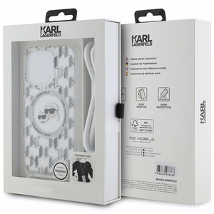 Karl Lagerfeld IML Crossbody Monograma Karl & Choupette Head Magnetinis dėklas telefonui iPhone 15 Pro Max - permatomas