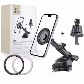 "Tech-Protect N58" magnetinis "MagSafe" automobilinis laikiklis, skirtas kabinai, priekiniam stiklui arba oro ventiliacijos angai - juodas