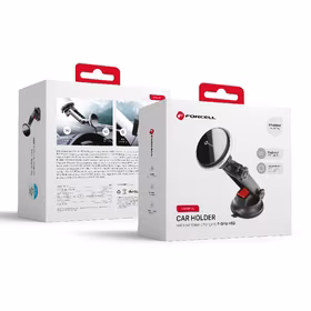 Belaidis automobilinis įkroviklis-laikiklis Forcell (HS2) (MagSafe 15W) tvirtinamas ant konsolės/lango juodas
