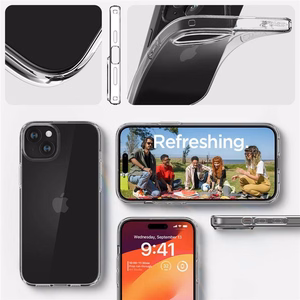 Spigen Crystal Flex dėklas telefonui iPhone 15 Plus - skaidrus
