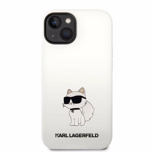 Karl Lagerfeld KLHMP14MSNCHBCH iPhone 14 Plus 6.7" baltas silikoninis dėklas Choupette, magnetinis (MagSafe)