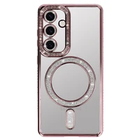 Bling Magnetinis dėklas telefonui Samsung Galaxy A35 5G rožinis