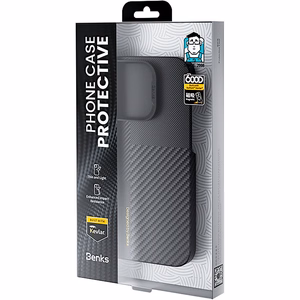 Benks Montage Magnetinis Armor Air Kevlar dėklas PC rėmas 600D+1500D (MB65) Iphone 16 Pro juodas