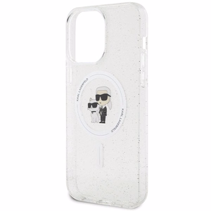 Karl Lagerfeld KLHMP14XHGKCNOT Karl & Choupette Glitter dėklas, skirtas iPhone 14 Pro Max 6.7", su MagSafe, skaidrus