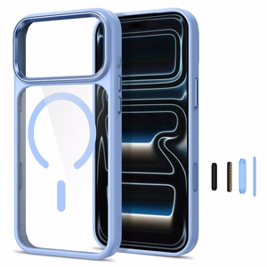 Tech-Protect Magmat MagSafe CC dėklas, skirtas iPhone 17 Pro / 18 Pro – skaidrus šviesiai mėlynas
