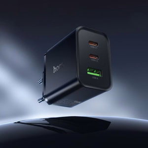 telefono įkroviklis Hoco 2x USB C + USB A QC3.0 PD 3A 65W N75 juodas