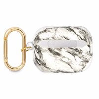 Guess GUAPHCHMAG AirPods Pro dėklas pilkas/pilkas Marmuro Dirželių kolekcija