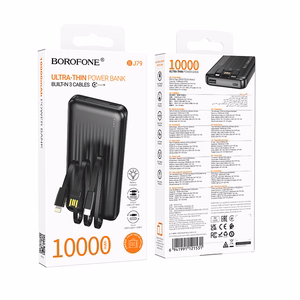 Borofone Išorinė baterija BJ79 Clever - USB - su Type C ir Lightning kabeliais juoda