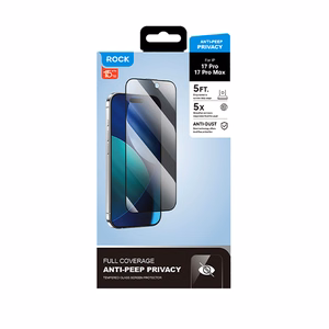 Rock Tempered stiklas Privatumo Full-coverage Anti-static for Iphone 17 Pro