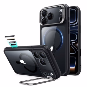 ESR Classic Hybrid Kickstand MagSafe dėklas, skirtas iPhone 18 Pro / 17 Pro, skaidrus juodas