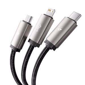 "Tech-Protect UltraBoost 3in1" USB-A - "Lightning" / USB-C / "micro USB 3,5A" laidas 1 m - pilkos spalvos