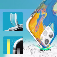 Kingxbar Watercolor Series spalvotas dėklas iPhone 12 Pro / iPhone 12 geltona-mėlyna