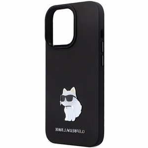 Karl Lagerfeld KLHCP14XSMHCNPK dėklas telefonui iPhone 14 Pro Max 6.7" - juodas silikoninis C metalinis ženkliukas