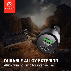 Crong Power 63 W automobilinis įkroviklis su USB-C PD 45 W ir USB-A QC 3.0 18 W jungtimis, juodas