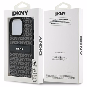 DKNY tekstūrinio rašto dryžuotas dėklas telefonui iPhone 16 Pro - juodas