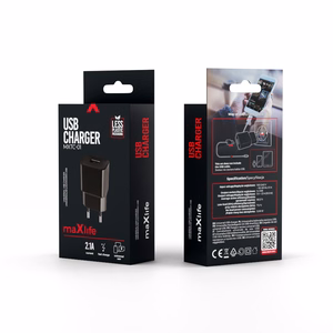 "Maxlife MXTC-01" įkroviklis 1x USB 2,1A, juodas