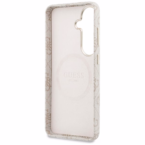 Guess dėklas 4G Rhinestone Round Logo MagSafe skirtas Samsung Galaxy S26 Plus rožinis
