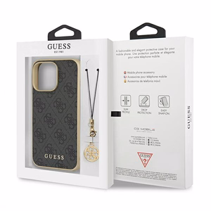 Guess GUHCP13XGF4GGR iPhone 13 Pro Max 6.7" pilkas kietas dėklas 4G Žavesių Kolekcija