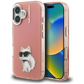 Karl Lagerfeld IML Aquarelle Choupette & Logo iPhone 16 deklas - rozinis