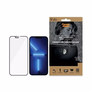 PanzerGlass E2E Microfracture antibakterinis stiklas su kameros dangteliu su Swarovsky kristalu iPhone 13 Pro Max - su juodu rėmeliu