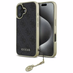 Guess 4G Charms Kolekcijos dėklas iPhone 16 - juodas