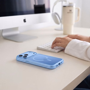 Tech-Protect MagPrime MagSafe CC dėklas, skirtas iPhone 18 Pro Max / 17 Pro Max, matinis šviesiai mėlynas