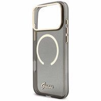 Guess IML Glitters Script Dirželis MagSafe dėklas for iPhone 17 Pro Max - juodas