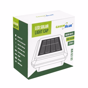 GreenBlue GB128 WW – 100×100 mm saulės energijos LED šviestuvas tvoros stulpui, 3200 K