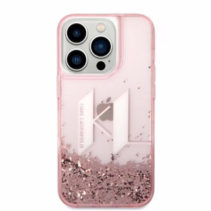 Karl Lagerfeld KLHCP14LLBKLCP iPhone 14 Pro 6.1 "rožinis / rožinis kietas dėklas Liquid Glitter Big KL