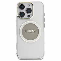Guess IML Metal Colored Circle Classic Logo Magnetinis dėklas telefonui iPhone 16 Pro Max - pilkas