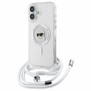 Karl Lagerfeld per petį IML Karl galvos MagSafe dėklas iPhone 16 – skaidrus