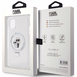 Karl Lagerfeld KLHMN61HMRSKCH iPhone 11 / Xr 6.1" baltas/baltas kietas dėklas su žiediniu stovu Karl&Choupette Magnetinis