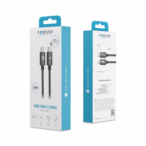 Forever Vibe laidas USB-C - USB-C 1,0 m 60W tamsiai pilkas