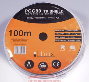 Libox PCC80 100m koaksialinis kabelis RG-6/U baltas