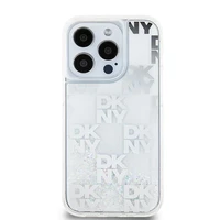 DKNY skystojo blizgučio daugiologo dėklas telefonui iPhone 15 Pro - baltas