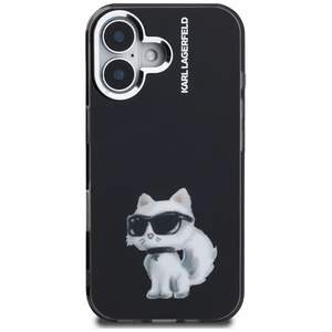Karl Lagerfeld IML Aquarelle Choupette & Logo iPhone 16 deklas - juodas