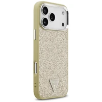 Guess Blizgus Trikampio Logotipas Magnetinis dėklas telefonui iPhone 17 Pro Max auksinis