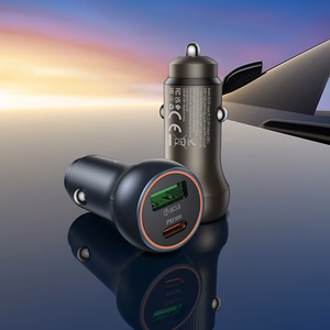 Borofone автомобильное зарядное устройство BZ32B Fresh - USB + Type C - QC 3.0 PD 48W серое