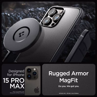 Dėklas telefonui Spigen Rugged Armor Magnētiskais MagSafe iPhone 15 Pro Max - matinis juodas (m)