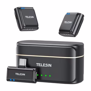 TELESIN belaidis kaklaraiščio mikrofonas + išorinė baterija telefonams (USB-C)