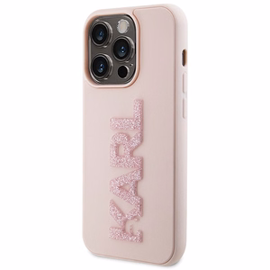 Karl Lagerfeld 3D Rubber Glitter Logo чехол для iPhone 15 Pro Max - розовый