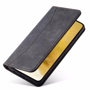 Magnet Fancy dėklas telefonui Samsung Galaxy S22+ (S22 Plus) su pinigine ir kortelių laikikliu, juodas