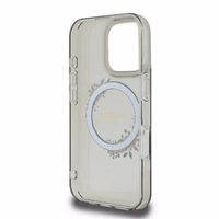 Guess IML Flowers Wreath Magnētinis dėklas telefonui iPhone 16 Pro - juodas