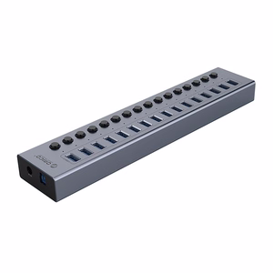 Orico BT2U3-16AB Šakotuvas 16x USB-A 3.0 su jungikliais - pilkas