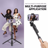 Crong SelfieGo Ultra – Aluminum Bluetooth Selfie Stick Tripod (juodas)